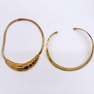 Vintage Gold Tone Cleopatra Style Statement‎ Collar Necklace & Choker Set